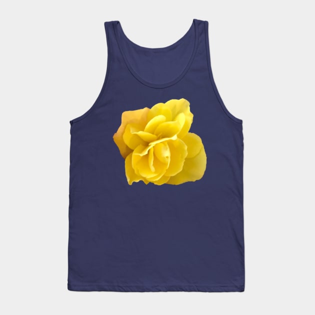 Yellow Double Begonia Close-up on Navy Background Tank Top by InalterataArt